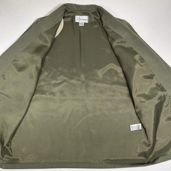 Vtg Nygard Collection 2pc Pants Suit Olive Green Lined Blazer Sz 12 Pants Sz 14 - Picture 4 of 13